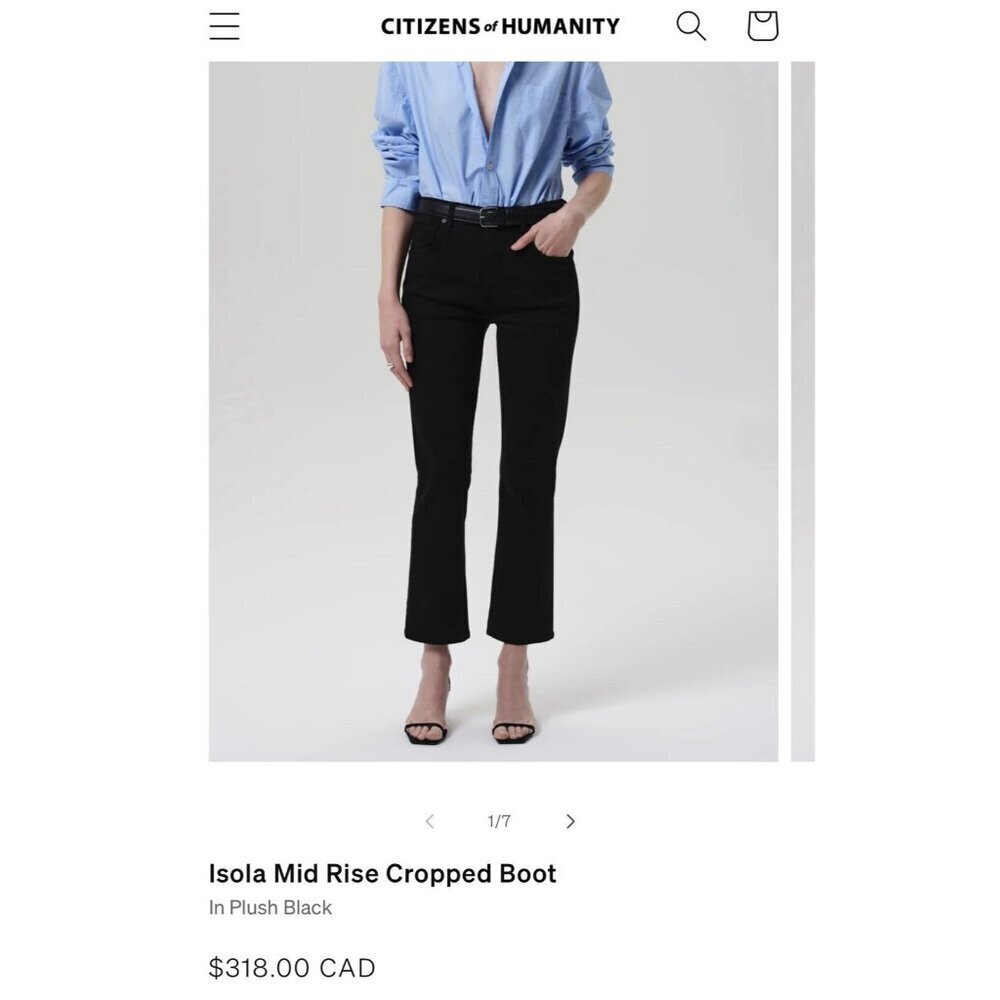 NWT Size 34 - Citizens of Humanity Isola Mid Rise Cropped Bootcut Jeans